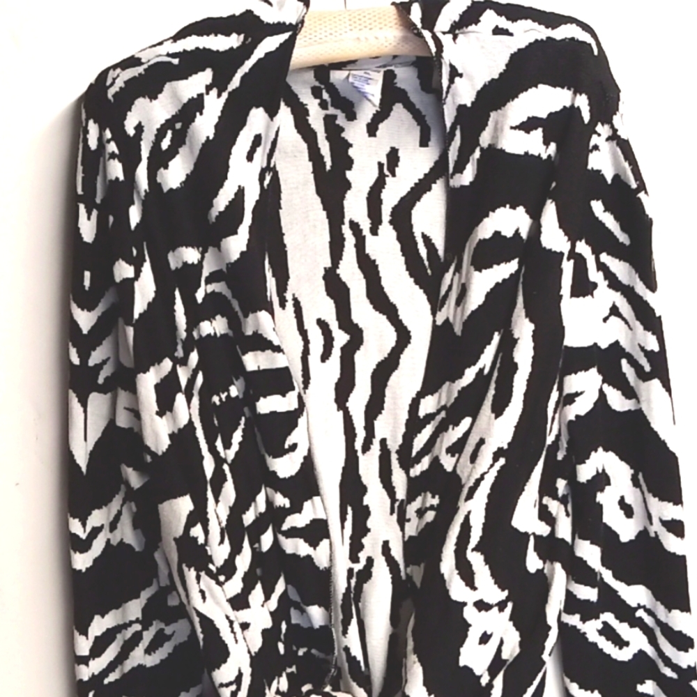 PETER NYGARD Zebra Print Cardigan Sweater
